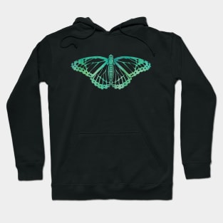 Butterfly Design in Blue and Green Paint Strokes Pattern 3 Hoodie